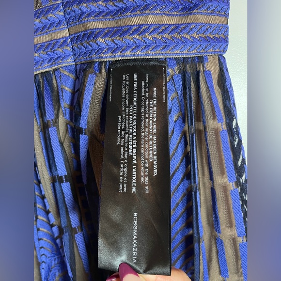 BCBG Max Azria Embroidered Tulle mesh overlay dress, lined. Size 02. New - Picture 5 of 5